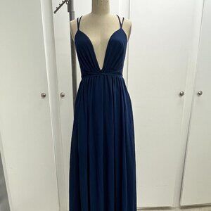 Lulu's Long Navy Occasion Dress